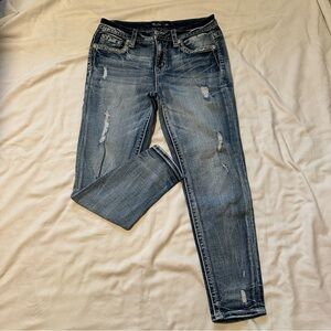 Miss Me Women's Distressed Skinny Jeans - Blue Wash